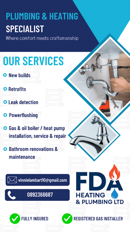 FDA Heating and Plumbing campaign on a Logic ad network screen